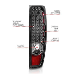 AnzoUSA 311385 LED Tail Lights Black Housing Clear Lens