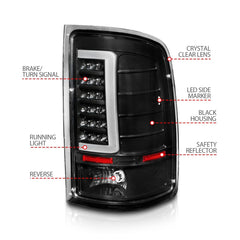 AnzoUSA 311388 LED Tail Lights with Light Bar Black Housing Clear Lens