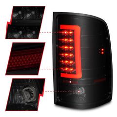 AnzoUSA 311389 LED Tail Lights with Light Bar Black Housing Smoke Lens
