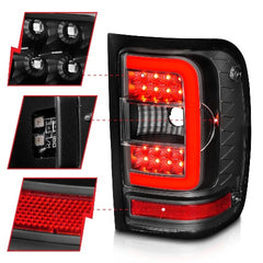 AnzoUSA 311390 LED Tail Lights with Light Bar Black Housing Clear Lens