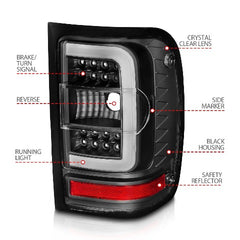 AnzoUSA 311390 LED Tail Lights with Light Bar Black Housing Clear Lens