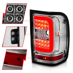 AnzoUSA 311392 LED Tail Lights with Light Bar Chrome Housing Clear Lens