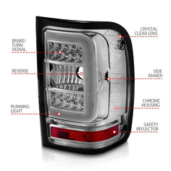 AnzoUSA 311392 LED Tail Lights with Light Bar Chrome Housing Clear Lens
