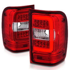 AnzoUSA 311393 LED Tail Lights with Light Bar Chrome Housing Red/Clear Lens