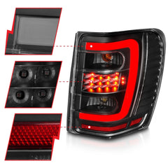 AnzoUSA 311394 LED Tail Lights with Light Bar Black Housing Clear Lens
