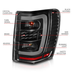 AnzoUSA 311394 LED Tail Lights with Light Bar Black Housing Clear Lens