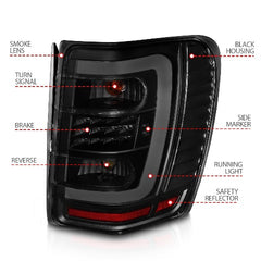 AnzoUSA 311395 LED Tail Lights with Light Bar Black Housing Smoke Lens