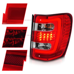 AnzoUSA 311396 LED Tail Lights with Light Bar Chrome Housing Red/Clear Lens