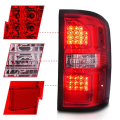 AnzoUSA 311399 LED Tail Lights Black Housing Red/Clear Lens