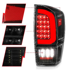 AnzoUSA 311400 LED Tail Lights with Light Bar Sequential Black Housing Clear Lens