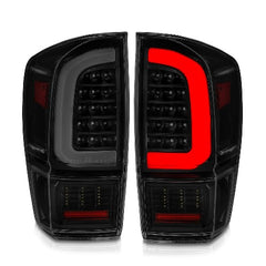 AnzoUSA 311401 LED Tail Lights with Light Bar Sequential Black Housing Smoke Lens