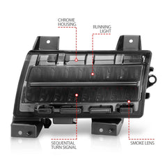 AnzoUSA 511085 LED Side Markers Chrome Housing Smoke Lens with Sequential Signal