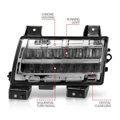 AnzoUSA 511086 LED Side Markers Chrome Housing Clear Lens with Sequential Signal