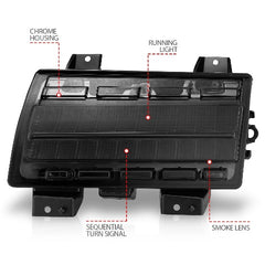 AnzoUSA 511087 LED Side Markers Chrome Housing Smoke Lens with Sequential Signal