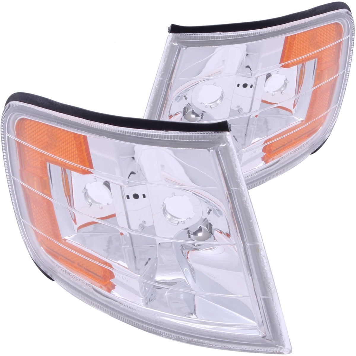 AnzoUSA 521028 Euro Corner Lights Chrome with Amber Reflector