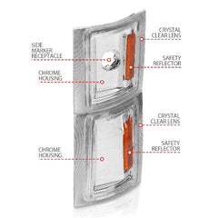AnzoUSA 521041 Corner Lights Clear Lens with Amber Reflector