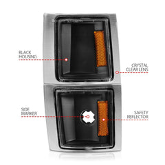 AnzoUSA 521042 Corner Lights Black Housing Clear Lens with Amber Reflector