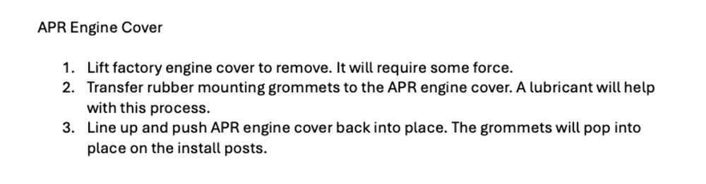 APR Audi, Volkswagen (2.0) Engine Cover PN. MS100233