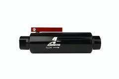 Aeromotive Fuel System 12331 Filter w/ Shutoff Valve, In-Line, AN-10, 100 micron stainless element, Black