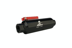 Aeromotive Fuel System 12331 Filter w/ Shutoff Valve, In-Line, AN-10, 100 micron stainless element, Black