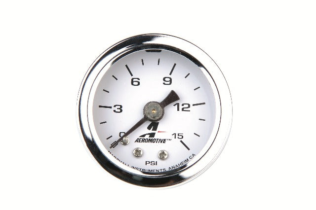 Aeromotive Fuel System 15632 Pressure Gauge, Fuel, 0 to 15 psi, Liquid Filled
