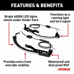 ARIES LED Fender Lights for Jeep Wrangler JK 1500230