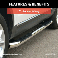ARIES 203046-2 3" Round Polished Stainless Side Bars, Select Ford Ranger SuperCrew
