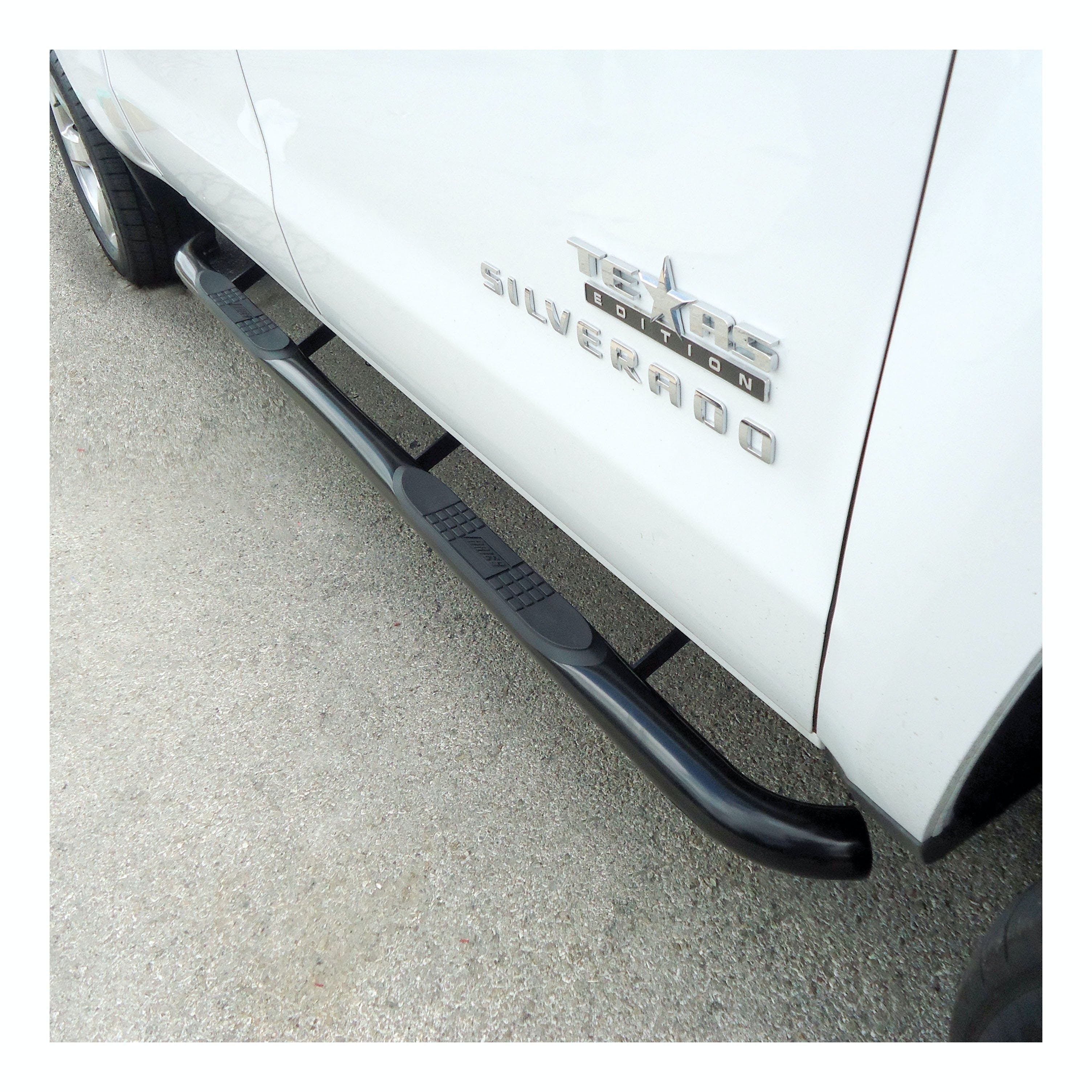 ARIES 204045 3" Round Black Steel Side Bars, Select Silverado, Sierra 1500, 2500, 3500 HD