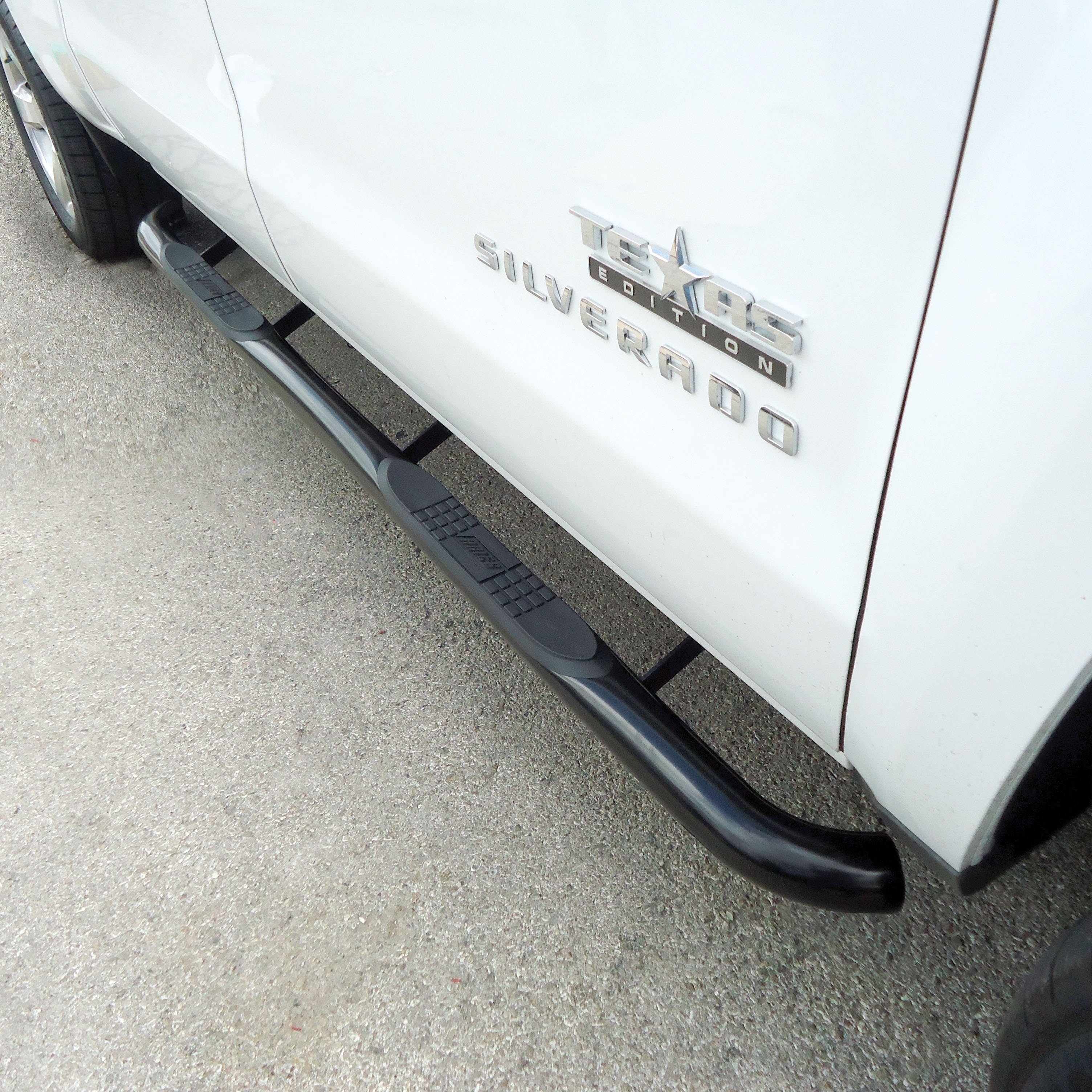 ARIES 204045 3" Round Black Steel Side Bars, Select Silverado, Sierra 1500, 2500, 3500 HD