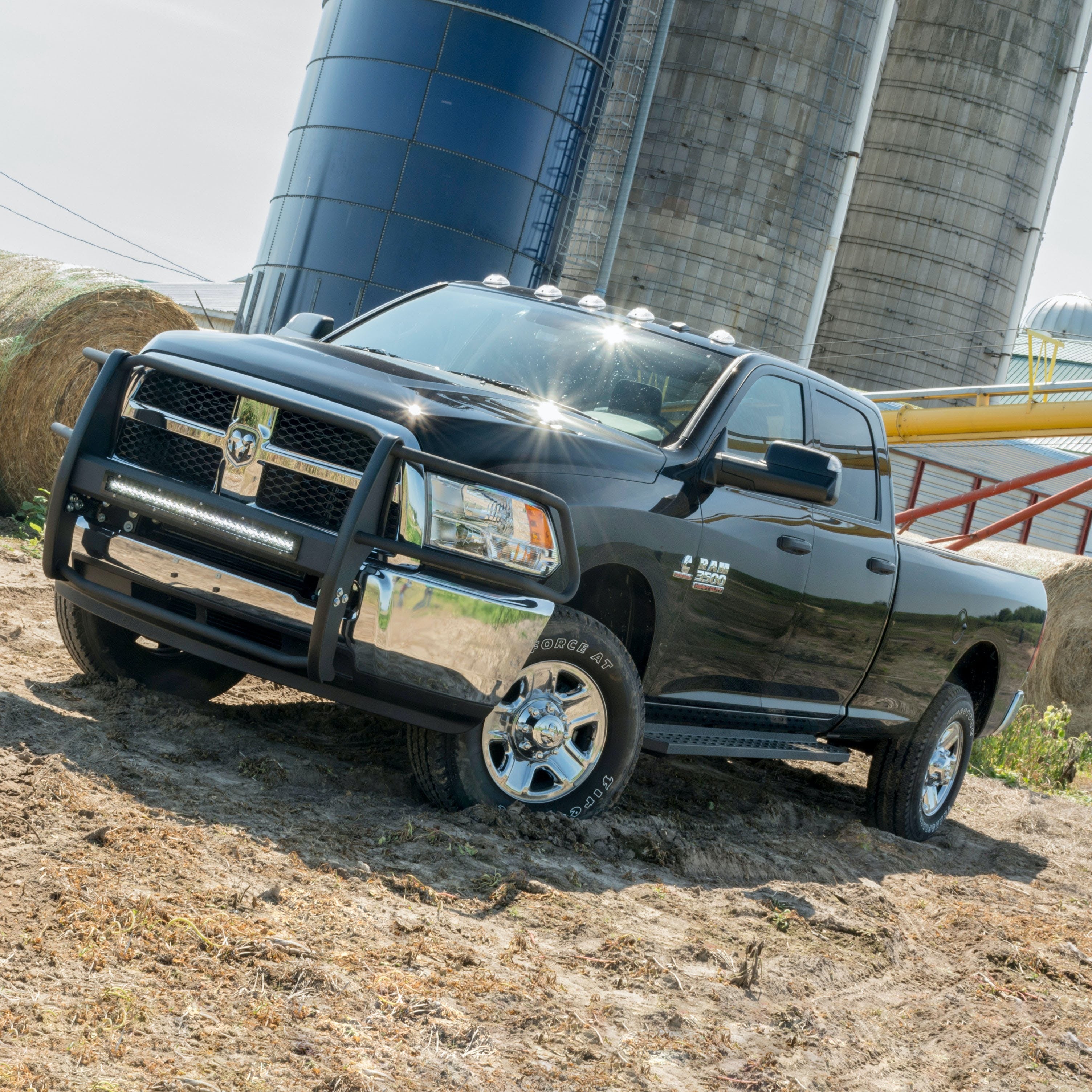 ARIES 2055515 RidgeStep 6-1/2" x 85" Black Steel Running Boards, Select Ram 1500 to 5500