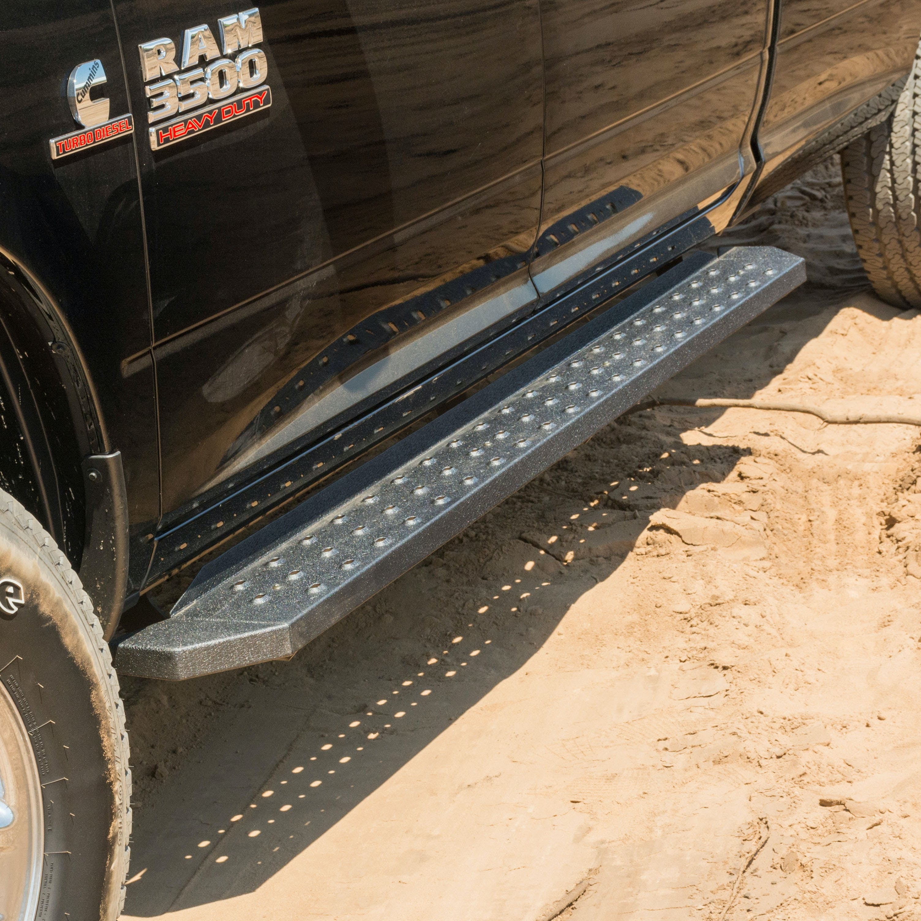 ARIES 2055515 RidgeStep 6-1/2" x 85" Black Steel Running Boards, Select Ram 1500 to 5500