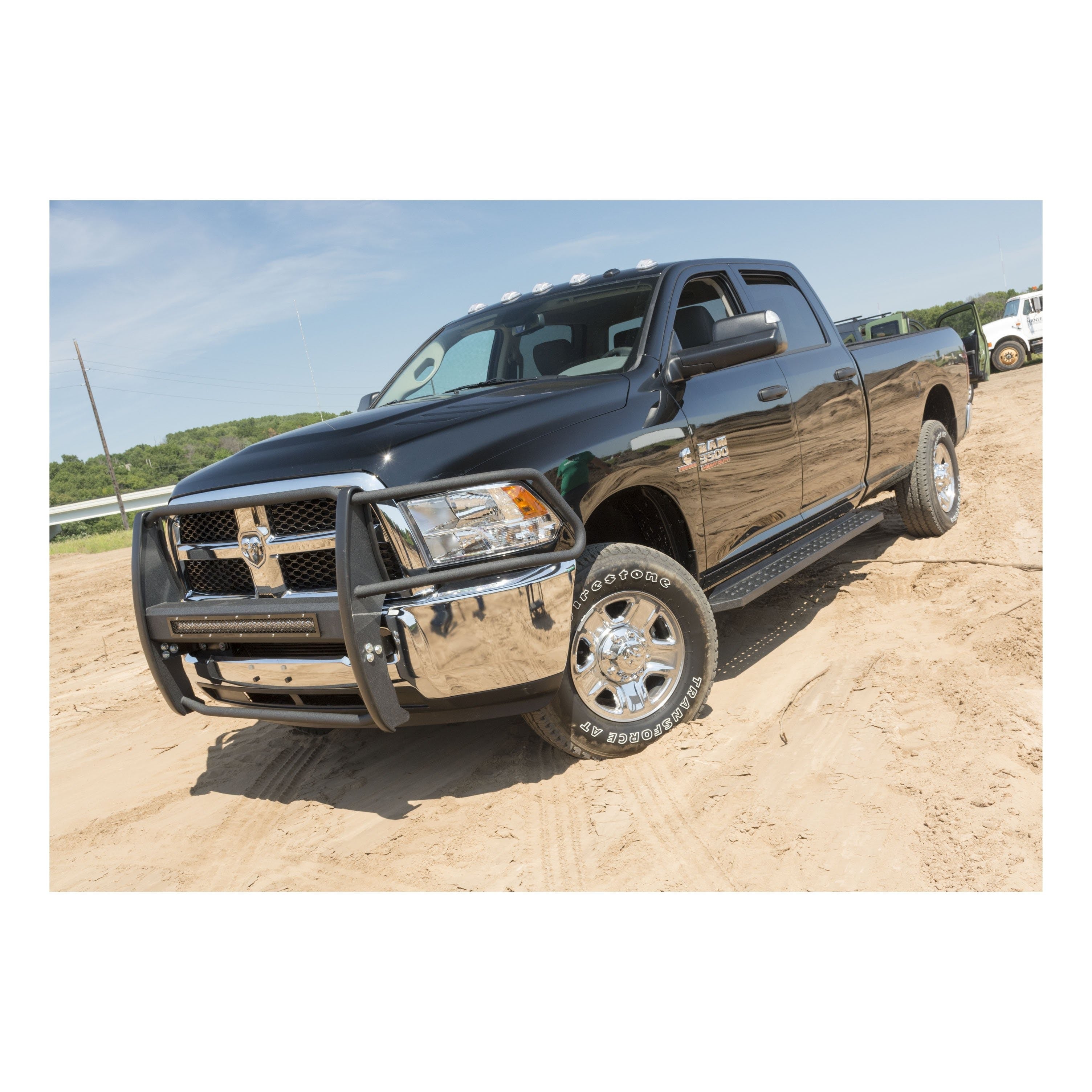 ARIES 2055515 RidgeStep 6-1/2" x 85" Black Steel Running Boards, Select Ram 1500 to 5500