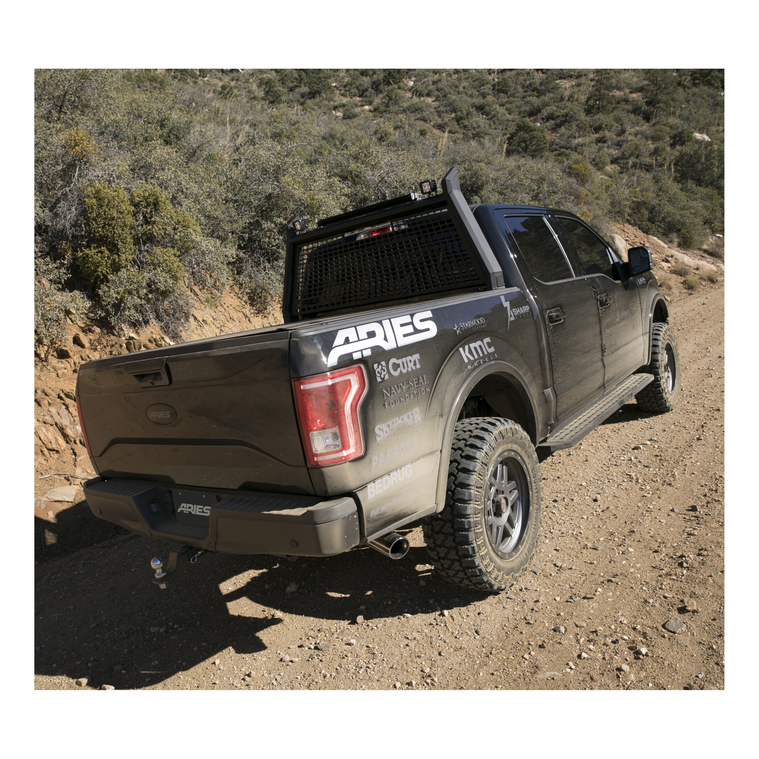 ARIES 2055519 RidgeStep 6-1/2" x 91" Black Steel Running Boards, Select Ford F-Series Crew