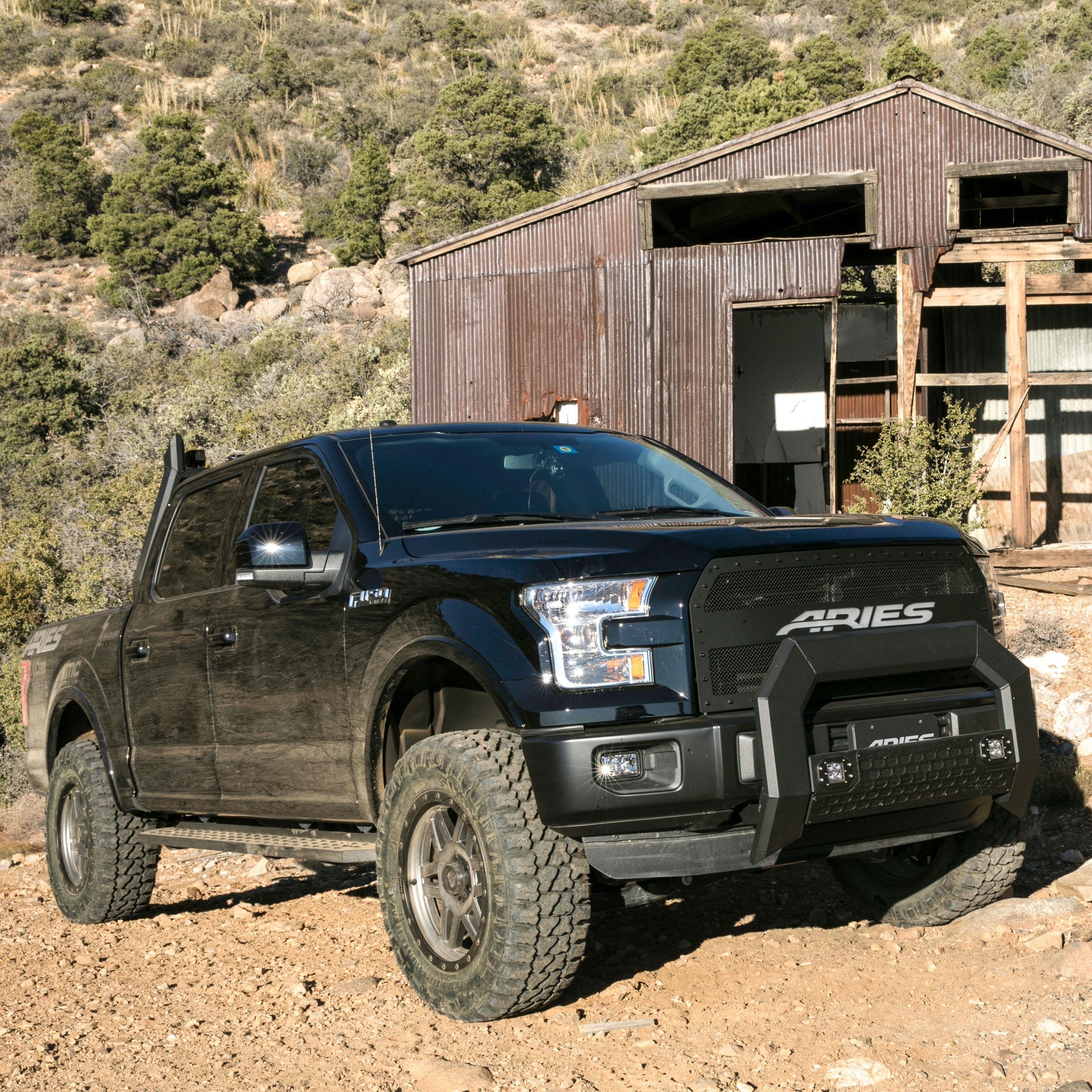 ARIES 2055520 RidgeStep 6-1/2" x 53" Black Steel Running Boards, Select Ford F-Series