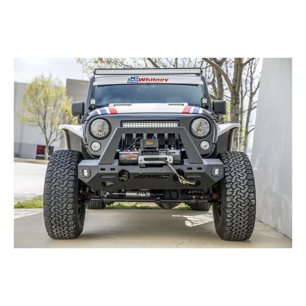 ARIES 2081100 TrailChaser Jeep Steel Front Bumper Angular Brush Guard