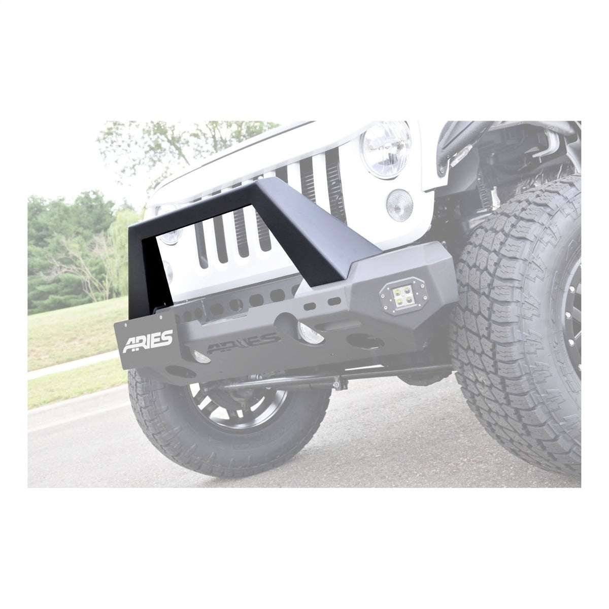 ARIES 2081100 TrailChaser Jeep Steel Front Bumper Angular Brush Guard