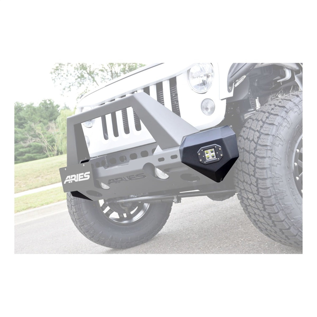 ARIES 2081200 TrailChaser Jeep Wrangler, Gladiator Steel Front Bumper Corners with LEDs