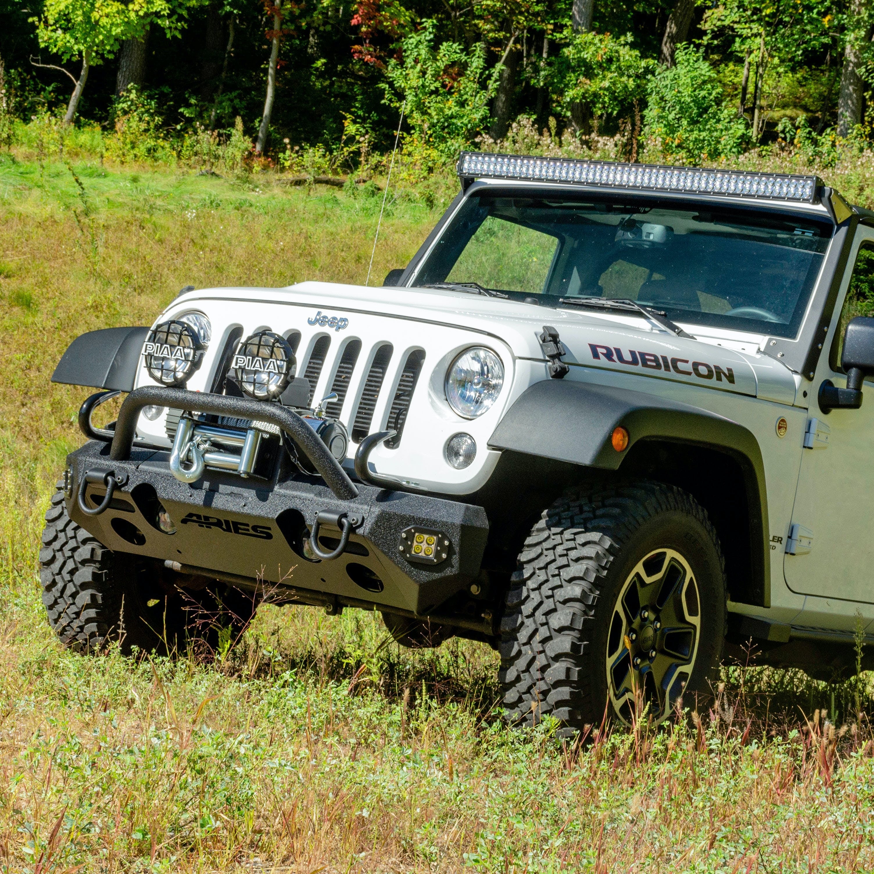 ARIES 2081252 TrailChaser Jeep Wrangler Steel Front Bumper Round Brush Guard