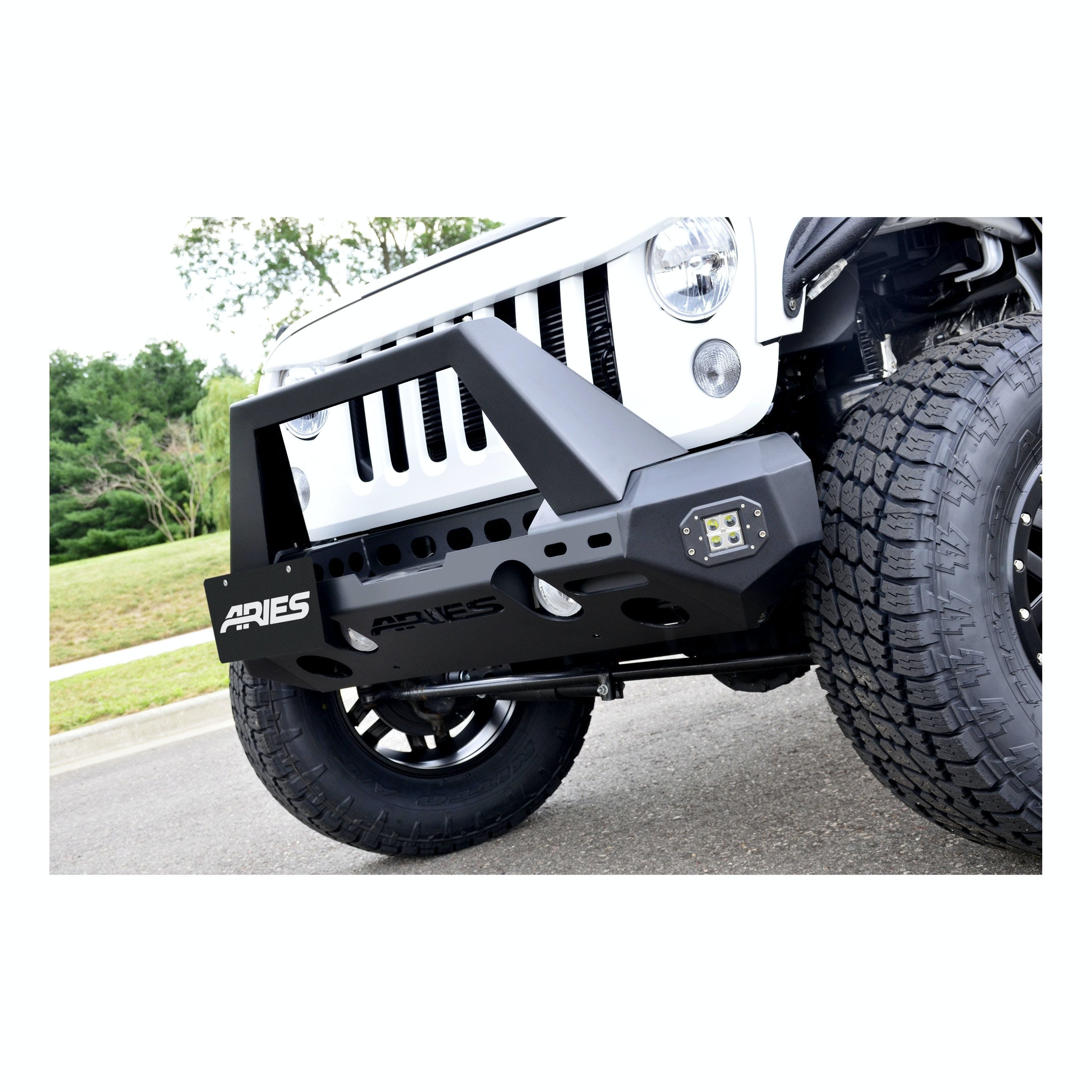 ARIES 2082043 TrailChaser Jeep Wrangler JK Steel Front Bumper (Option 1)