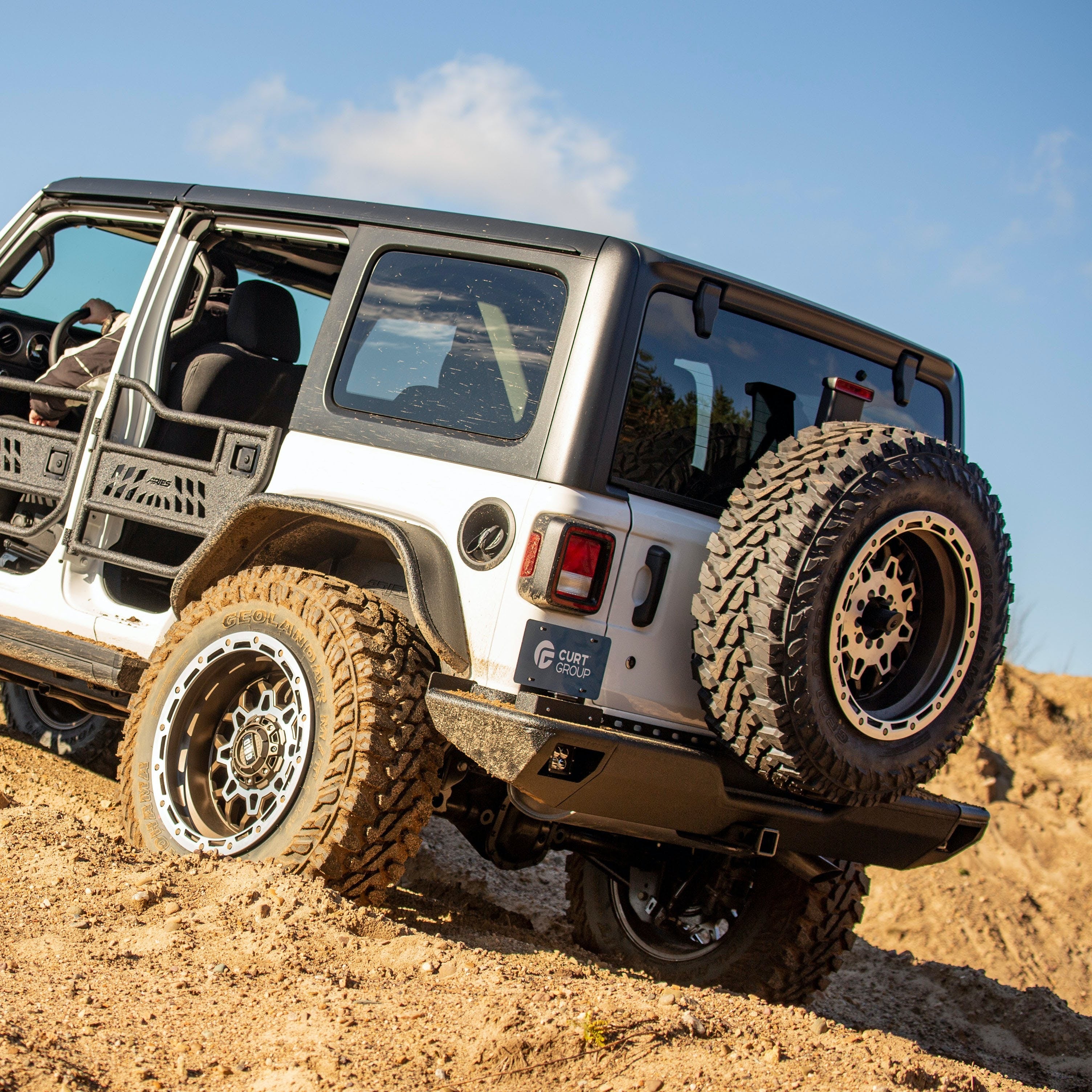 ARIES 2082083 TrailChaser Jeep Wrangler JL Aluminum Rear Bumper with LED Lights