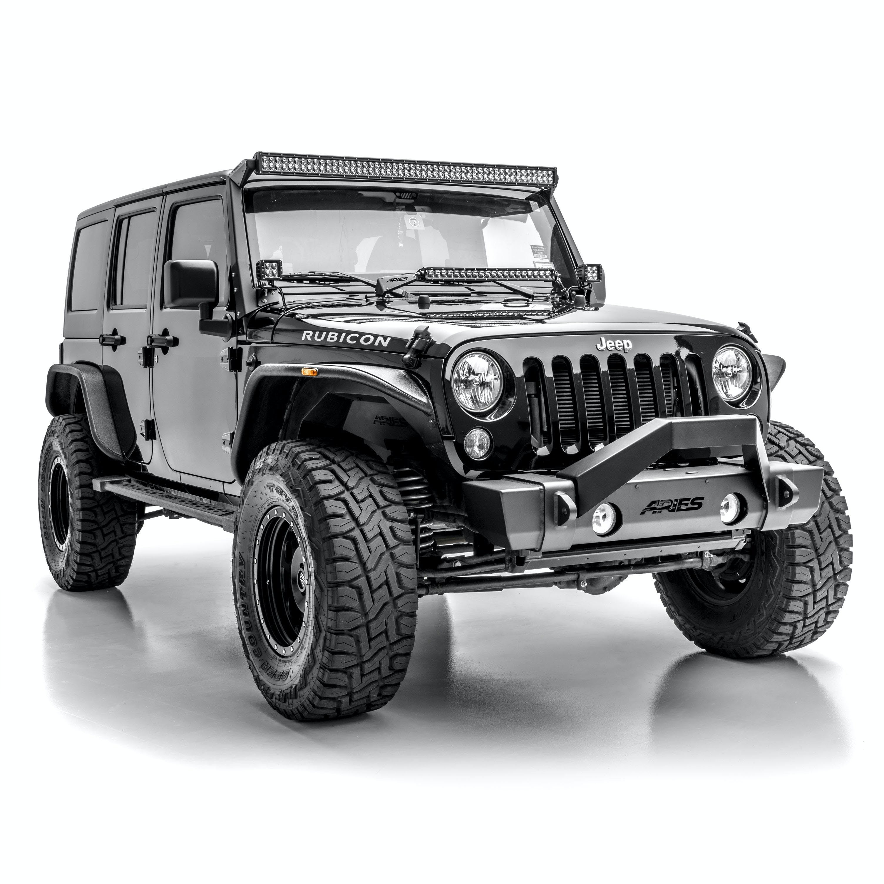 ARIES 2156050 TrailCrusher Jeep Wrangler, Gladiator Steel Front Bumper Angular Brush Guard