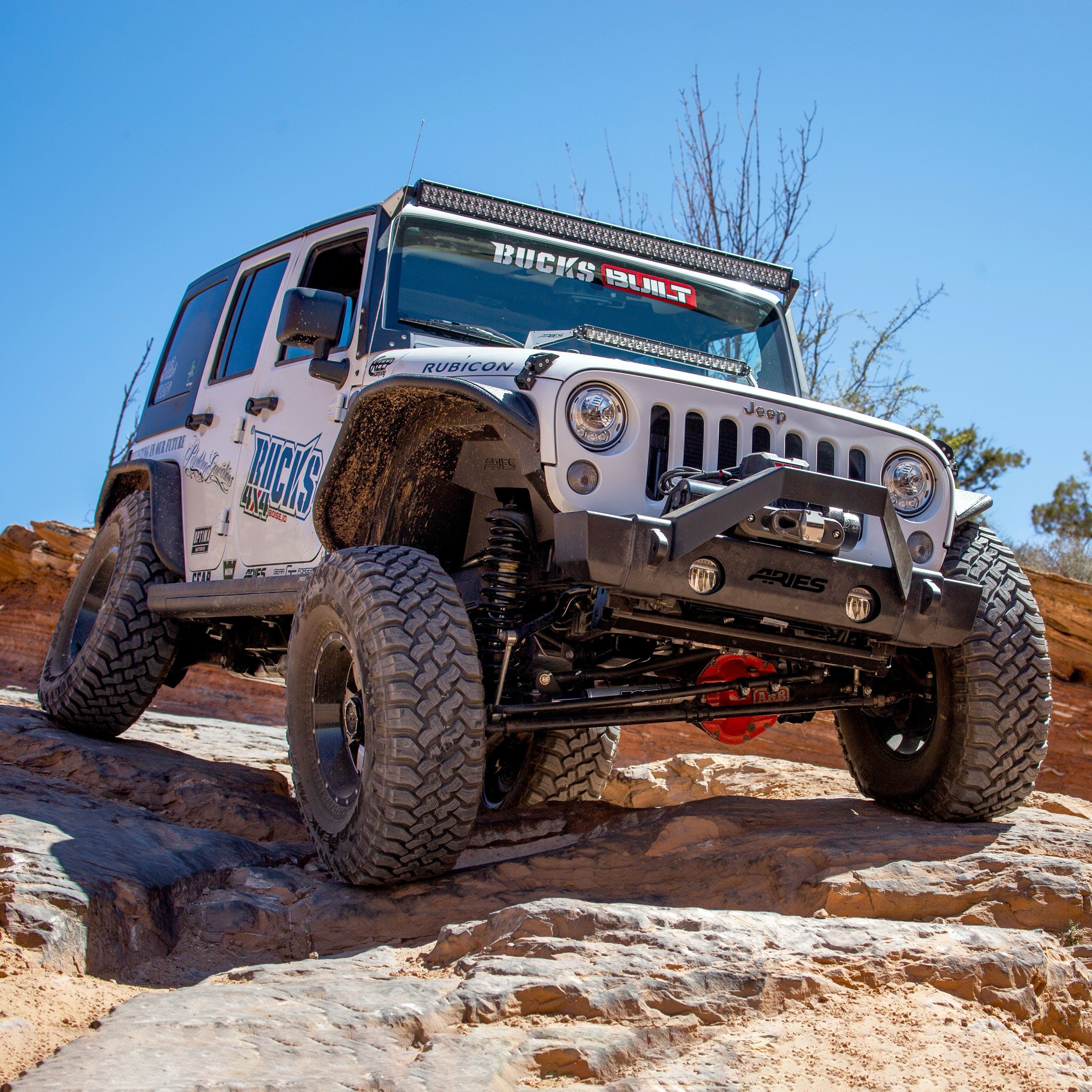 ARIES 2156050 TrailCrusher Jeep Wrangler, Gladiator Steel Front Bumper Angular Brush Guard