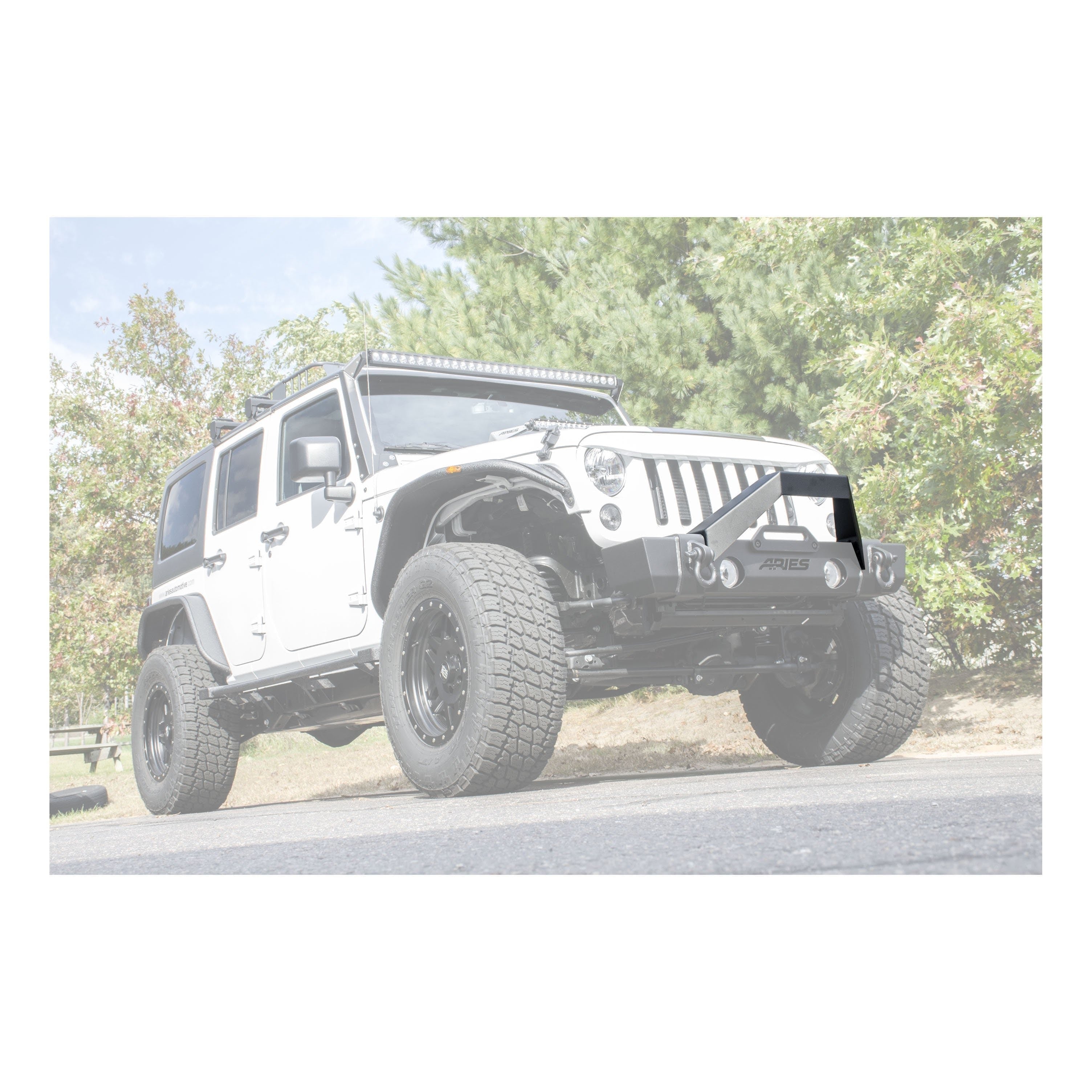 ARIES 2156050 TrailCrusher Jeep Wrangler, Gladiator Steel Front Bumper Angular Brush Guard