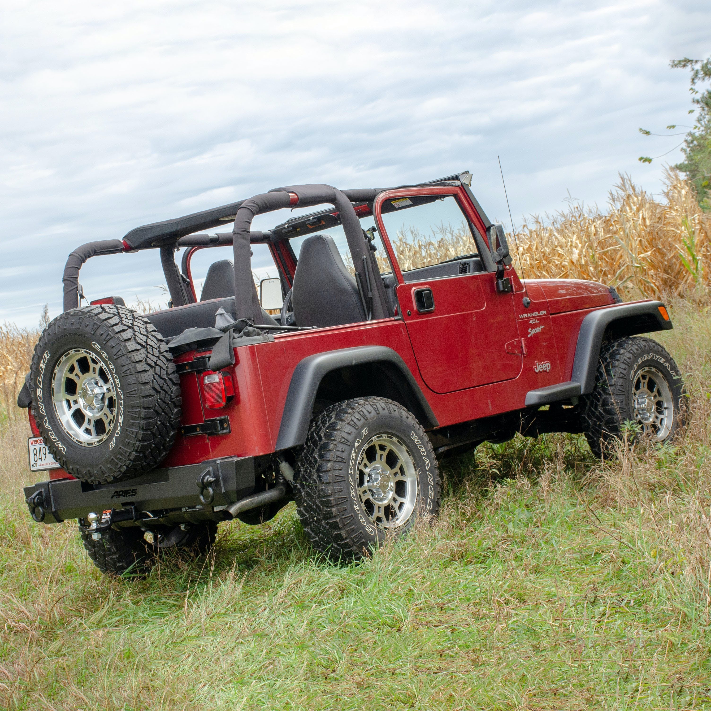 ARIES 2157001 TrailCrusher Jeep Wrangler TJ Steel Rear Bumper, 9.5K