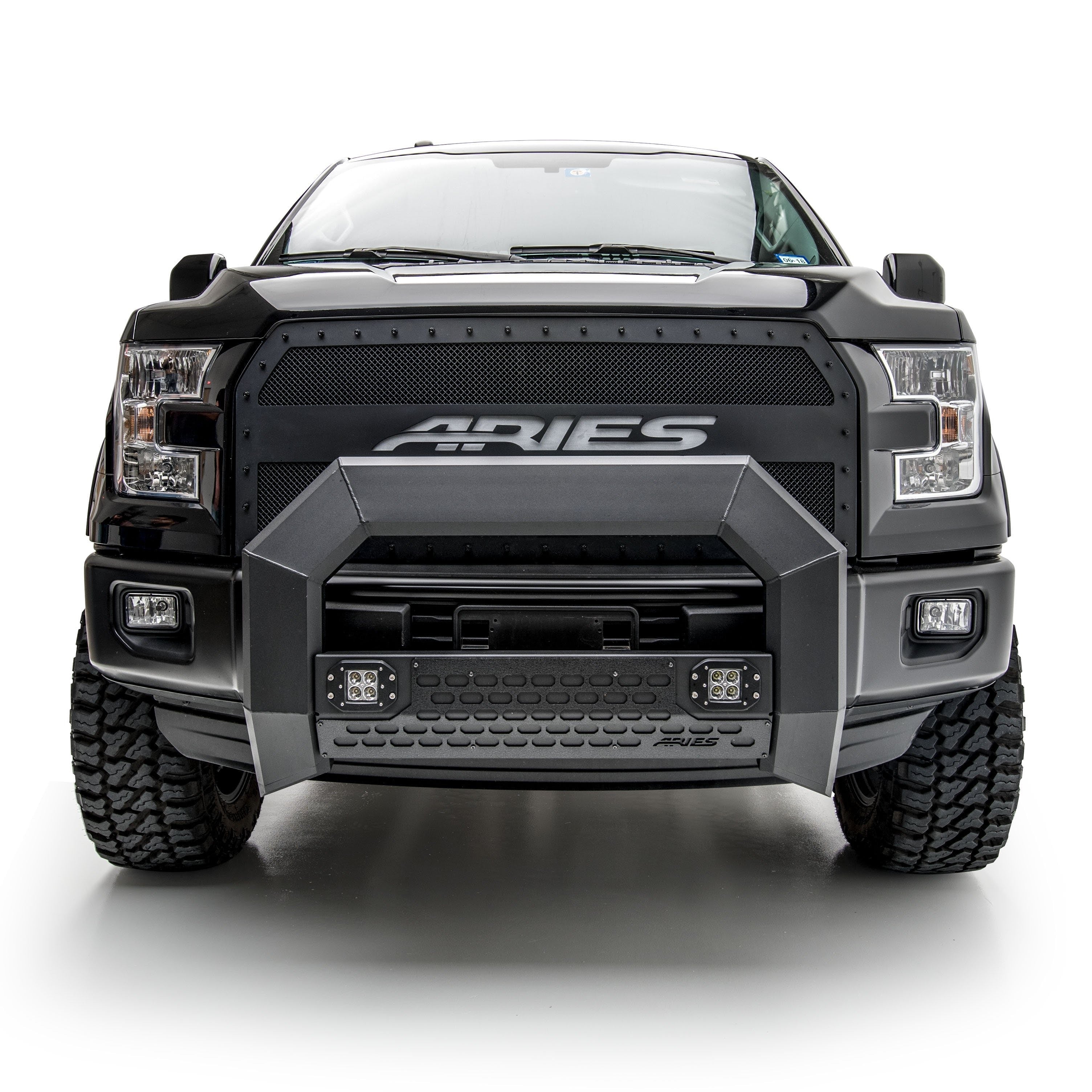 ARIES 2163100 AdvantEDGE 5-1/2" Black Aluminum Bull Bar with Lights, Select Ford F-150