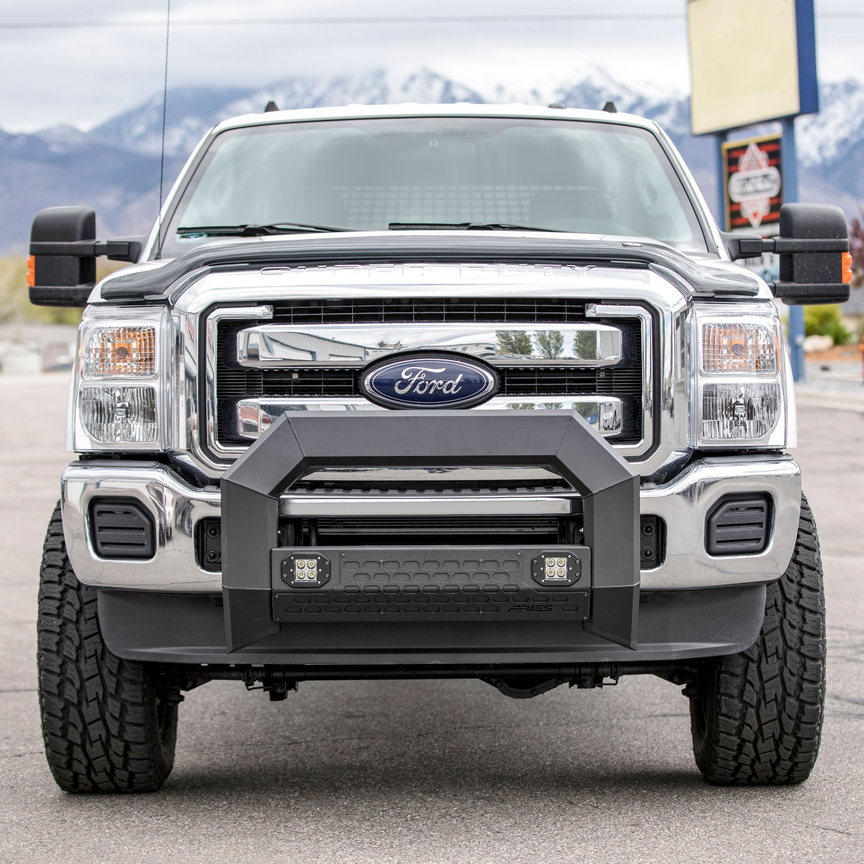 ARIES 2163103 AdvantEDGE 5-1/2" Black Aluminum Bull Bar with Lights, Select Ford Super Duty