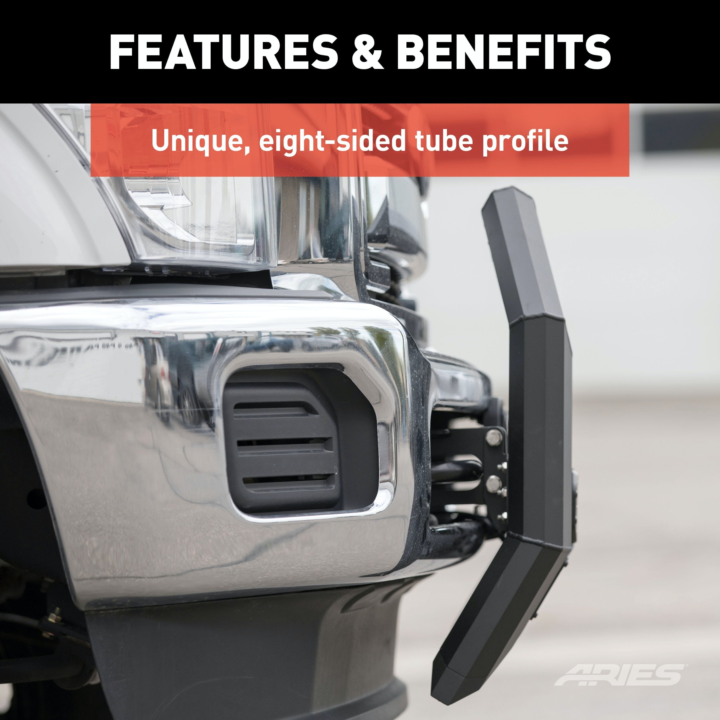 ARIES 2164003 AdvantEDGE 5-1/2" Black Aluminum Bull Bar, Select Silverado, Sierra 2500, 3500