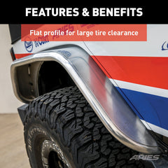 ARIES 2500202 Jeep Wrangler JK Raw Aluminum Rear Fender Flares