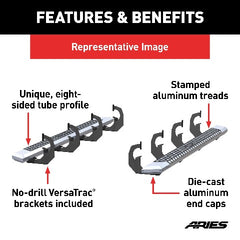 ARIES 2555052 AdvantEDGE 5-1/2" x 85" Chrome Aluminum Side Bars, Select Ford Ranger Crew Cab