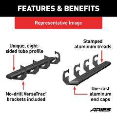 ARIES 2556052 AdvantEDGE 5-1/2" x 85" Black Aluminum Side Bars, Select Ford Ranger Crew Cab